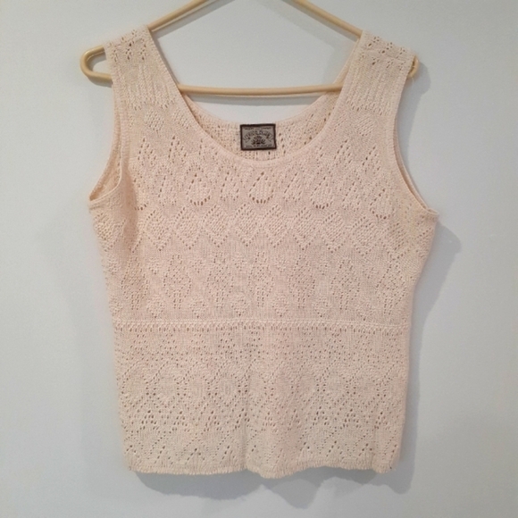 Tops - Vintage Open Weave Cropped Cotton Tank
